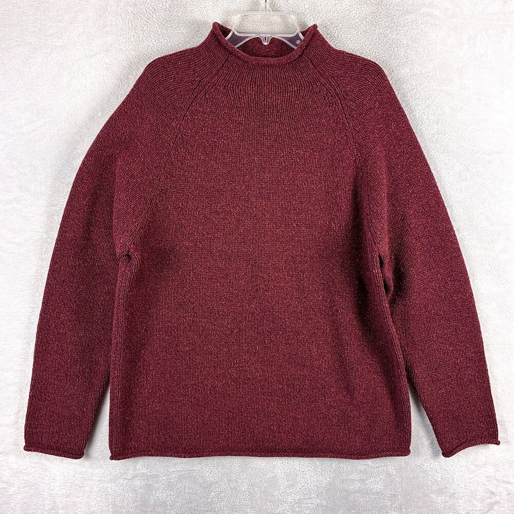 Vintage J.Crew Sweater Men L Red Lambs Wool Rollneck Preppy Classic Heritage 90s